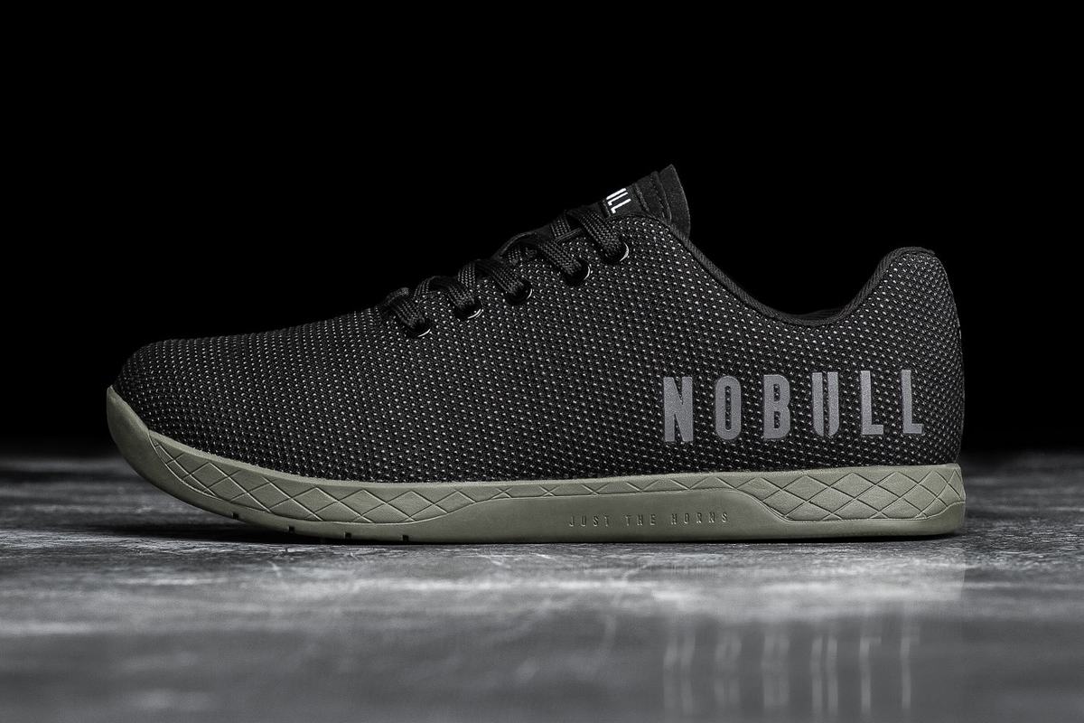 Nobull Superfabric Men\'s Trainers Black Dark Green | Australia (OS3906)